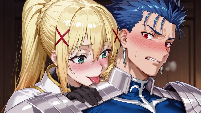 Prznai: Chulainn (nasib) X Kegelapan (konosuba)