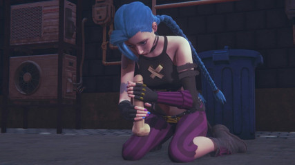 Waifu club 3D: Jinx loves to masturbate big cocks