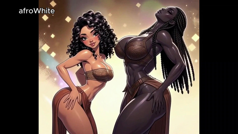 Afrowhite: Ai Generated - Dessin Animé Hentai, Anime, Black Américain, Déesse Trans...
