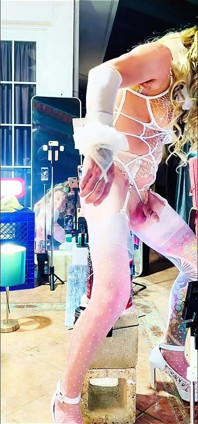 Sexy Shemale White Bodysuit Benito414 Riding Dildo Inside