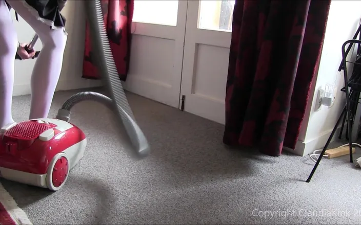 Claudia Kink: Vacuuming in White Pantihose