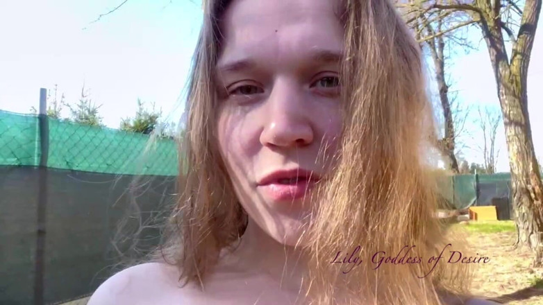 Lily, Goddess of Desire: Teen Girl with Small Tits Nipple Play Outdoor