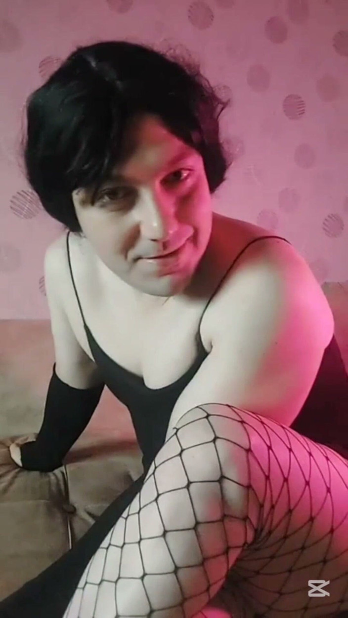 Kitty_Cross: Big Fishnets with Big Butt Crossdresser