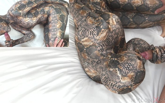 Nylon Xtreme: Nora fox rắn encasement zentai doggy phong cách