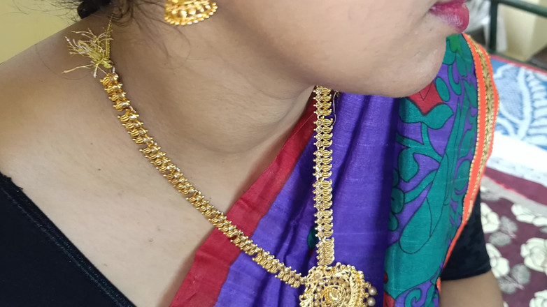 Palani69: Blue Saree Hospodyňka Jerry Red Roztomilé Rty