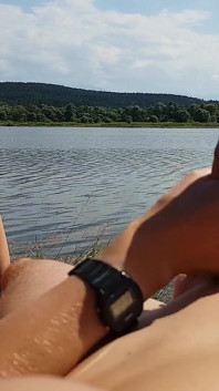 पब्लिक झील hj और spooning + पेट वीर्य