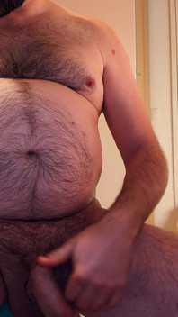 Hairy Bear Jerking off Big Dick