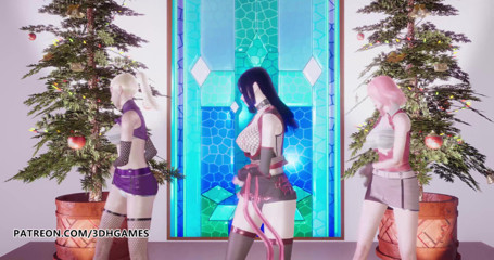 3D-Hentai Games: Dos veces - siente striptease especial Ino Sakura Hinata en 3D danza...