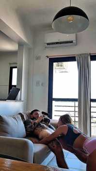 Cleaning in Mini Short: Temptation with My Step-sister on the Floor and the Sofa