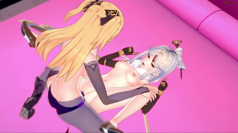 Hentai Smash: Fischl Ningguang'ın götünü yalıyor, sonra onu takma yarakla sikiyor -- Genshin...