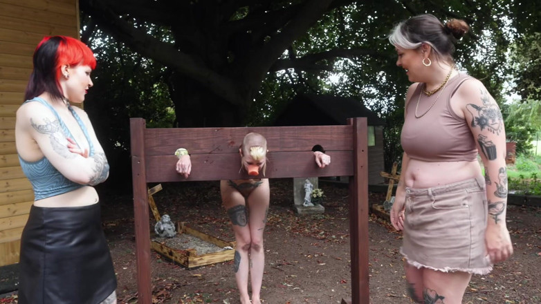 rosarosebud: Naked Humiliation Girl Is Put in Stocks &amp; Degraded