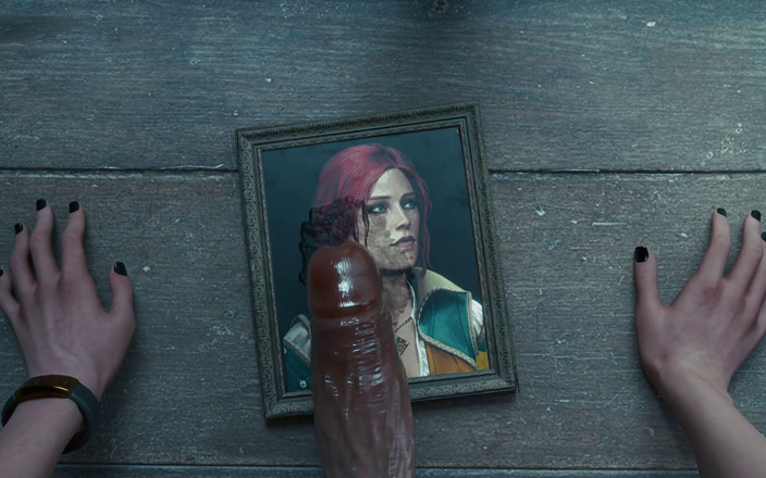 Futanari 3D: Ciri’s Nighttime Fun - Futanari Cum on Redhead Triss Portrait 3D Animation