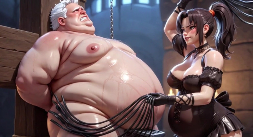 Anime Hentai: Dominatrix Whips Bound Slaves Caged Penis - Extreme Humiliation
