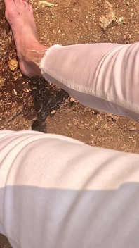 Wetting Jeans on a Bare Foot Hike Together
