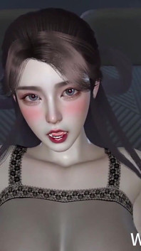 3D nadržená sexy asijská děvka škádlí velký penis, aby jí ošukal kundičku