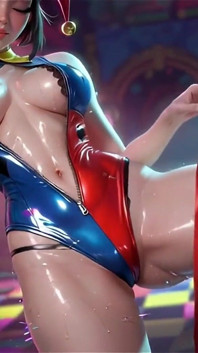 Clown Girl Covered in Thick Cum - Ahegao & Tit Play Compilation