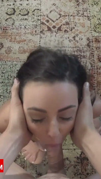 Petite Blue Eyed 18yo Choker Girl Rides Asian Cock Then Facial