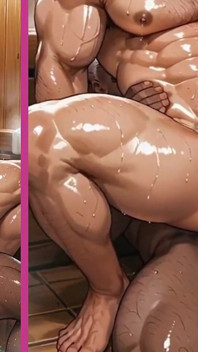 Lelaki berkahwin dan lurus mengambil bahagian dalam pesta seks gay ganas di sauna, menghisap batang melekit antara satu sama lain