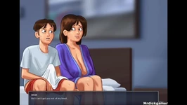 Summertime Saga Stepmom Makes Her Stepson Jerk a Load of Cum on Her Tits