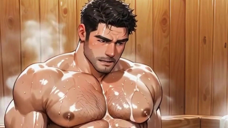 Real narrated fantasy Hentai: 既婚で「ストレート」の男性たちがサウナで狂気じみたゲイの乱交に参加します。お互いの粘着性のあるチンコをしゃぶり合う。