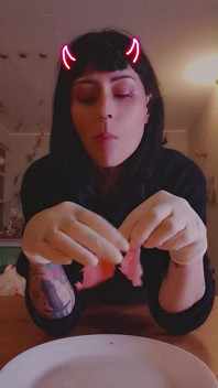 I'm Hungry Now Eating Salmon White Latex Gloves Goddesslolli