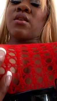 Blacl and Busty Slut with Colored Hair and Fishnet Stockings Gets Fucked by a Big Black Cock
