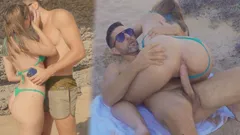 Quente branca rabuda portuguesa é pega na praia
