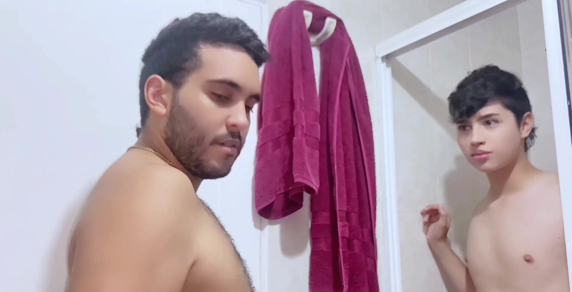 Young Gay Student Comes Home to Take a Bath, His Straight Stepdad Enters the Bathroom to Fuck His Tight Virgin Ass