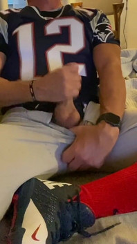 Jockdad87 Shoots a Load of Cum in His Football Gear