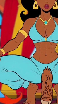 Futanari. Puteri Jasmine Girl dengan batang besar. Porn Aladdin Series.
