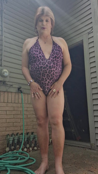 My New Purple Leopard Bathing Suit!