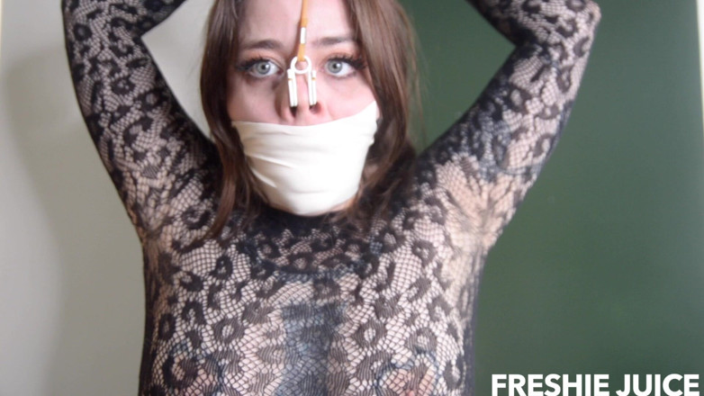 Freshie juice: Leopard Bodysuit Nosehook and Gagtalk Playtime