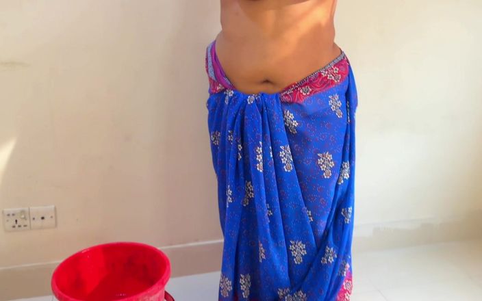 Aria Mia: While the Desi Stepmom Washes Bra &amp; Panties, Stepmom Took off...