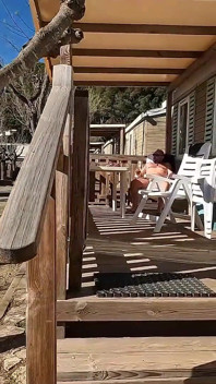 Public Blowjob in a Camping on the Terrace While Sipping