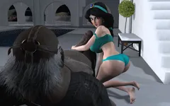 Sexy princesa Jasmine fodida por um pau preto gigante