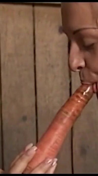 Two Beautiful Young Vintage Lesbians Lick and Masturbate with Carrot Pussy