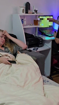 Horny Blonde BBW Wife Can’t Wait for Her Husband to Stop Gaming and Makes Herself Cum