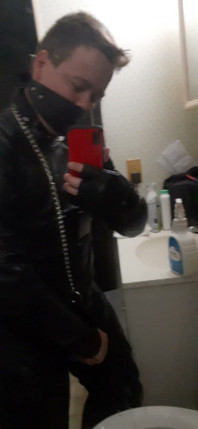 Leather Biker Jerking off in Leather Suit