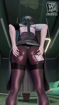 Zzz 3D - Miyabi Shows Her Sexy Thicc Ass in Stockings and Gives Herself a Few Spanks