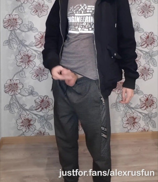 AlexRusFun: Hot horny teen shows his big cock on camera and...