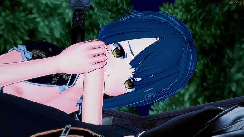 Hentai Smash: Fofa femboy Xingqiu sendo fodida por Aether no jardim.