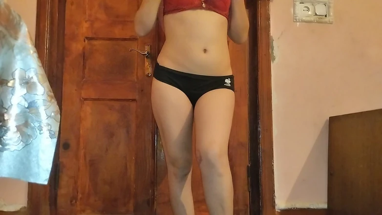 Village homemade Girl: At night I secretly undress in the living room and...