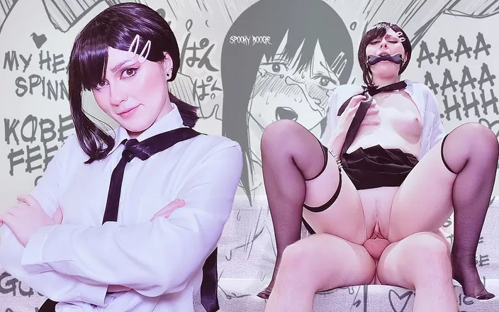 Spooky Boogie: Kobeni Higashiyama and Denji try sloppy blowjob, hard pussy fuck...