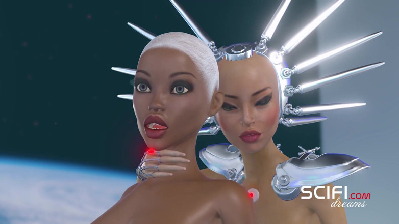 3dxpassion-transgender: Sci-Fi-wunsch. Schwarze frau wird von sex mit 3d-schwanz-mädchen, cyborg in einer...