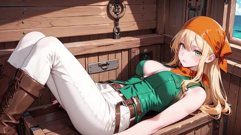 Tay Swift X: Capitano biondo pirata! Uniforme verde e corde ruvide su un...