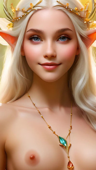 Femeie de artă nudă care ține Begonia cu citrin galben diamant bijuterii 4K prezentare artistică