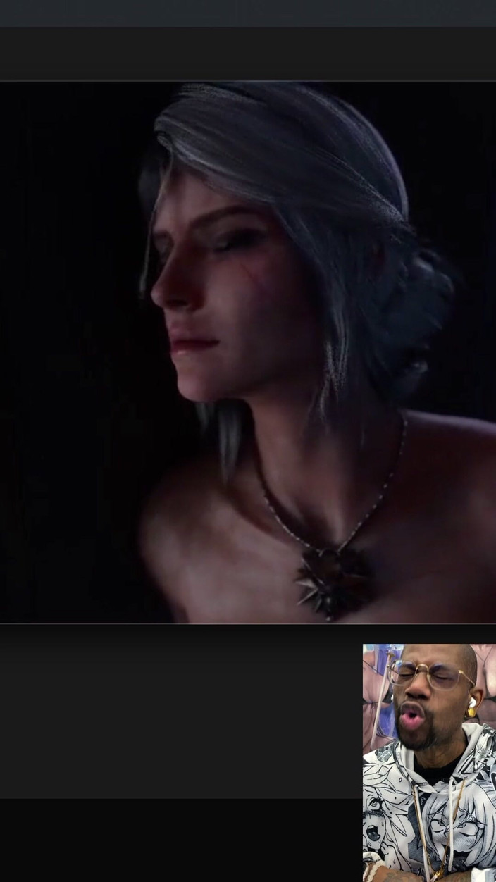 L6RD7BLU3 FUTA: Ciri transgénero masturbándose en silencio mientras te sonríe