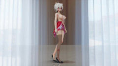 MikuMotion: Čokoládový krém Cheongsam; Černé punčochy; Vysoké podpatky s červenou podpatky