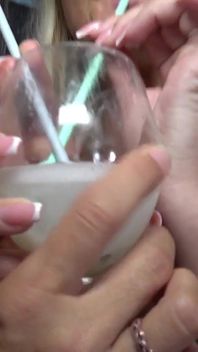 Nympho Nora and Lina Mila Collecting the Cum for Their Yummy Beverage