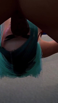 Gât futând o gagică cu păr albastru | Porno 3D